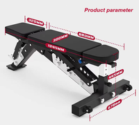 Banc de musculation professionnel pour salle de sport, inclinable et réglable, avec roues de transport