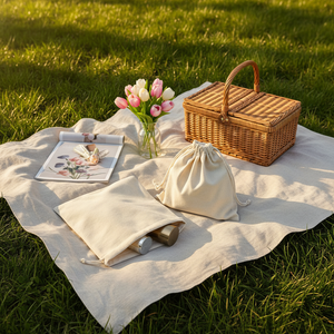 Pochette à cordon personnalisée High King, sac à cordon en toile naturelle pour emballage cadeau et rangement, sac de courses en gros - Product Image 2