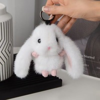 Porte-clés en peluche lapin adorable brodé en coton PP super doux de qualité supérieure - Breloque pour sac à dos et accessoire pour téléphone portable |   Stress