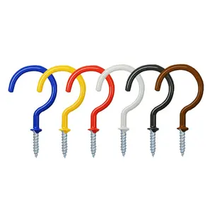 Enci Hardware Six Color Coated Soft Plastic Iron hook Screw and Various models Cup Hooks