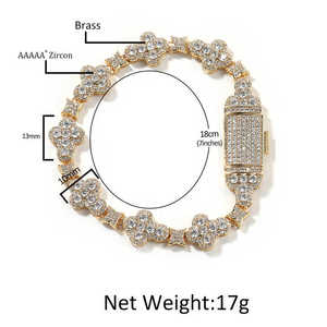Bracciale UWIN Vintage con Cluster di Zirconi CZ a Stella, Placcato Oro 18K Rodio, Pronto per <span class=keywords><strong>la</strong></span> Spedizione, Bracciale Hip Hop CZ per Donna e Uomo - Product Image 2
