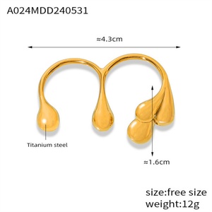 Personalized Jewelry Waterproof Gold Plated Stainless Steel Double Finger <b>Rings</b> Women Jewelry - Product Image 5