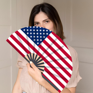 Abanicos Plegables de Bambú con la Bandera de Estados Unidos al por Mayor, Abanico de Mano para Carnaval, Boda, Festival, Fiesta, Agencia de Viajes - Product Image 4