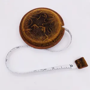 Classic Old look Handmade Crazy Horse Genuine Leather tape measure Dual sided tailor measuring tape
