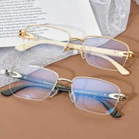 Gafas Borregls de cuerno de búfalo para hombre, montura cuadrada de lujo de diseñador, gafas de vista para mujer, semimontura, ópticas, 0035