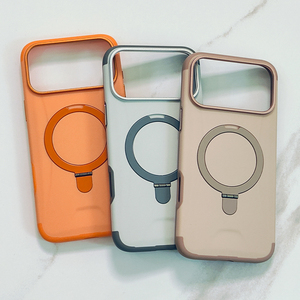 Coque magnétique antichoc fine et robuste avec support anneau métallique rotatif à 360° couleur <span class=keywords><strong>orange</strong></span> pour iPhone 18 17 Pro Max 16 15 14 13 Air - Product Image 6