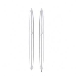 Stylo bille personnalisé en métal chromé argenté avec logo gravé, encre bleue/noire, largeur d'écriture 1,0 mm, pour cadeaux d'affaires - Product Image 3