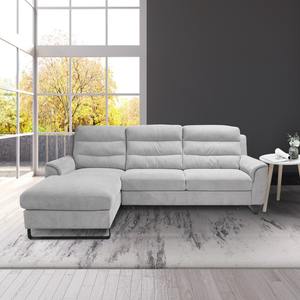 Modulo Soggiorno LEO CHAISE LONGUE SX CON TROLLEY ESTRATTEVOLE IN TESSUTO GRIGIO CHIARO - Product Image 1