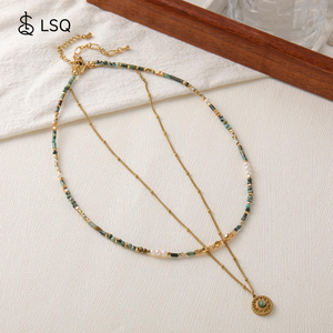 Gargantilla de cuentas de Latón chapado en oro de 18 quilates de moda con Turquesa africana y diseño geométrico logotipo personalizable collar de fiesta para mujer - Product Image 3