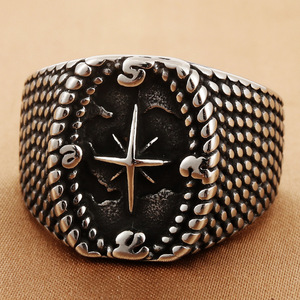 Men's Stainless Steel <b>Cross</b> <b>Ring</b> <b>Silver</b> Punk Style Retro Fashion Jewelry Gift 280720 - Product Image 3