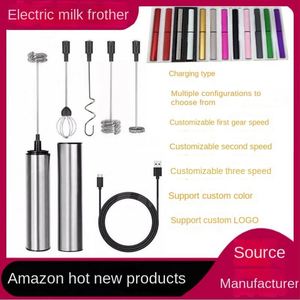 Mousseur à café et lait électrique rechargeable USB au design classique, écologique, batteur à œufs domestique avec accessoires pour le thé - Product Image 2