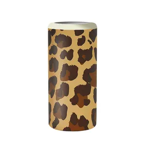 Leopardo sublimazione stampa 18/8 inciso al Laser 12 OZ prezzo all'ingrosso Slim Can Cooler, dispositivo di raffreddamento della lattina in acciaio inossidabile