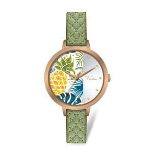매력 유행 합금 다채로운 열대 과일 파인애플 패턴 사용자 정의 숙녀 시계 젊은 사람들을위한 부드러운 가죽 밴드 선물 - Product Image 4