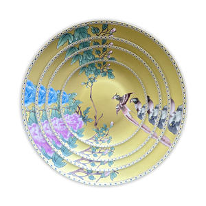 Assiettes de présentation de luxe en porcelaine fine de Shanxi Ying County, motif oiseaux en vol, en céramique dorée - Product Image 2