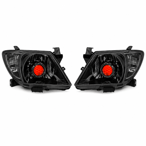 Kit <span class=keywords><strong>de</strong></span> Reequipamiento <span class=keywords><strong>de</strong></span> Proyectores Bi-LED <span class=keywords><strong>de</strong></span> Alta Luminosidad DIY 2.5 RGB Demon Eyes, Faros Delanteros <span class=keywords><strong>H4</strong></span> con Lente Azul y Cubierta para Toyota Hilux N70 - Product Image 1