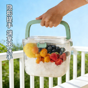 ถังน้ำแข็งทรงกลมทันสมัยพร้อมที่จับโปร่งใสแบบพกพาสำหรับงานปาร์ตี้กลางแจ้งเก็บเครื่องดื่มดีไซน์น่ารักสดใส BT01 - Product Image 1