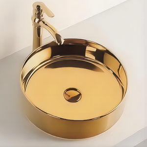 Lavabo Redondo Moderno de Lujo en Oro, Plata <span class=keywords><strong>y</strong></span> Oro Rosa, Diseño Elegante para Hotel, Villa, Apartamento, Cocina <span class=keywords><strong>y</strong></span> <span class=keywords><strong>Baño</strong></span> - Product Image 3