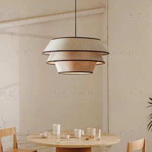 Japanese Wabi Sabi Style Pendant <b>Light</b> Round Fabric Led E27 For <b>Dining</b> Room Tea House Study Hotel Zen Decor - Product Image 5