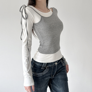 T-shirt en tricot à blocs de couleur pour femmes, nouvelle collection automne 2025 |   Pull décontracté à manches longues en coton modal ajusté, anti-froissement - Product Image 5