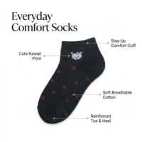 Chaussettes courtes pour femmes en gros, motif ours mignon jacquard à pois, mélange de coton, chaussettes décontractées pour le quotidien