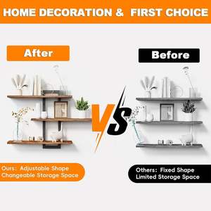 Étagères flottantes, étagères murales en bois à 3 niveaux pour la décoration murale, étagère flottante murale pour la chambre à coucher, le salon, la salle <span class=keywords><strong>de</strong></span> bain - Product Image 6