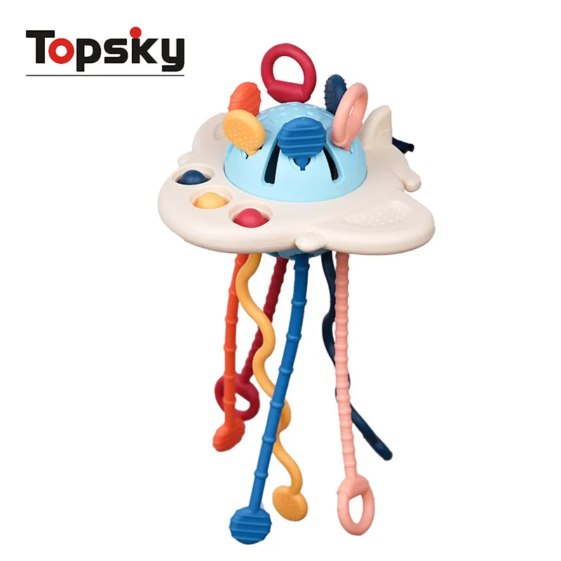 New Baby Sensory Toy Pull String Teething Toys Grade Sensory String Baby Silicone Montessori Fidget Rattles Educational Toys