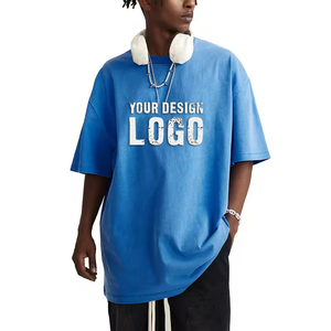 Camiseta Casual de Calle para Hombre, de Media Manga, Hombros Caídos, Holgada, de Alta Calidad, 270G, Algodón, Lavado Vintage, Talla Grande - Product Image 6