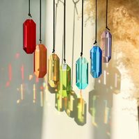 HDCRYSTALGIFTS 7pcs 3 'Intérieur Fenêtre Suspendue Ornement Cristal Suncatcher Prismes Arc-En-Verre Prisme Soleil Gravé Poli