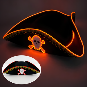 Sombrero con luz Led para fiesta de Halloween, sombrero luminoso de algodón con estampado personalizado de Pascua, gorra de capitán pirata con Flash de alambre de música KTV - Product Image 1