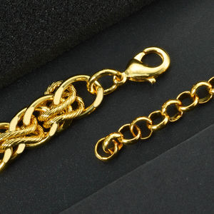 Ensemble de collier et de bracelet en laiton plaqué or 18 carats, chaîne cube, bijoux fantaisie pour femmes - Product Image 4