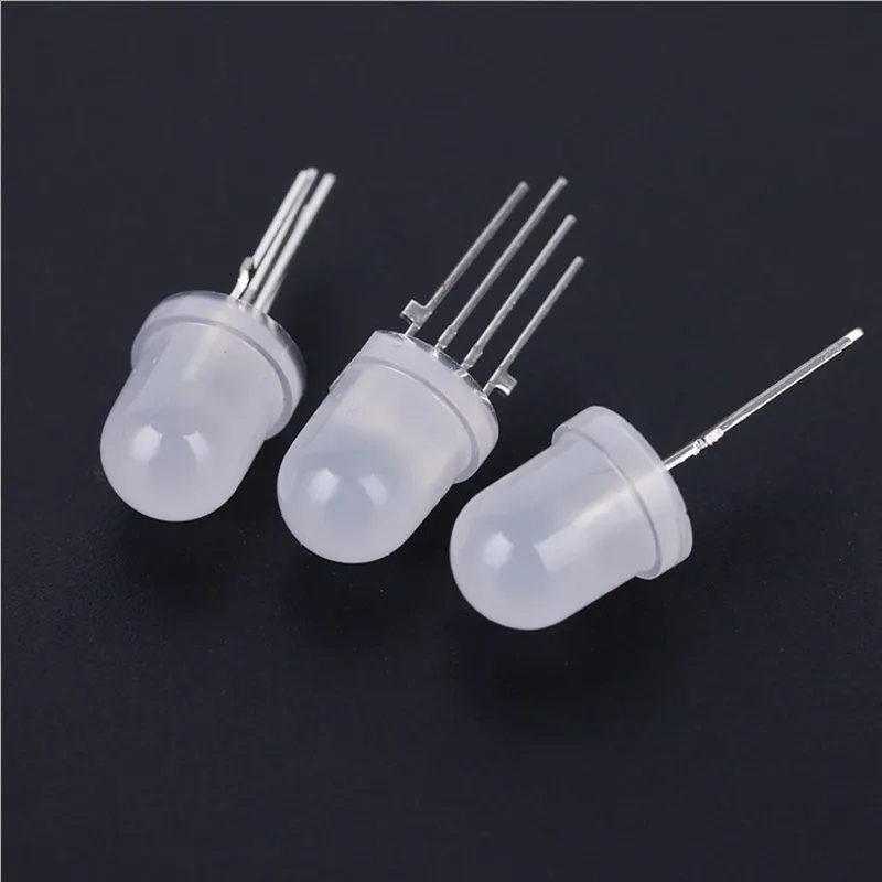 RoHS CE warranty 5 years white diffused super brightness 10mm round 4pin rgb led diode have Tab