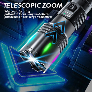 Wason 2025 New 15W 400 Lumens White Laser <strong>Powerful</strong> Long Distance Zoomable Aluminum Rechargeable Led <strong>Torch</strong> With Digital Display - Product Image 3
