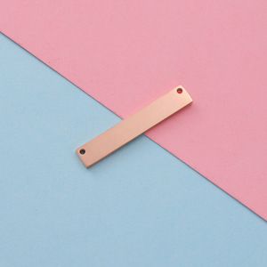 Specchio in acciaio inox lungo appeso Tag accessorio braccialetto da te collana doppio foro rettangolare ciondolo inciso - Product Image 3