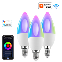 Ampoule LED intelligente Tuya Wifi RGBCCT RGBCW 110V/220V, lumière de bougie LED E14, changement de couleur, intensité variable, décoration intérieure, commande vocale