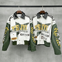 Vestes de course en cuir pour hommes, style streetwear OEM, patchwork, broderies, baseball, poids lourd, moto