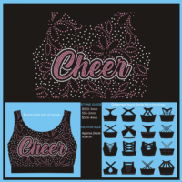 Transfer Rhinestone Motif Bunga Pink Putih untuk Pakaian Olahraga, Blus Varsity, dan Perlengkapan Klub, Grosir