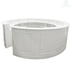 Comptoir de bar de restaurant de boîte de nuit de stockage <span class=keywords><strong>multicouche</strong></span> rond blanc de conception contractée à vendre - Product Image 2