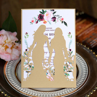 Tarjeta de invitación de boda para niñas homosexuales, tarjetas de invitación de corte láser y tarjetas de invitación de cumpleaños, guarda la fecha