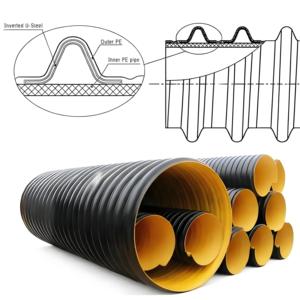 Tubo a <span class=keywords><strong>Spirale</strong></span> Rinforzato con Striscia d'Acciaio HDPE per Drenaggio Fognario, Anticorrosione, Ecologico, Alta Pressione - Product Image 5