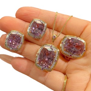9 Conjuntos de Joyería Vintage Nuevos 2026, Chapados en Oro de Cobre, con Circonita Cúbica de Corte Nido de Pájaro de 12*16-10*12mm, Color Morado, para Mujer - Product Image 2