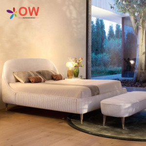 Foshan Factory Direct Fabric Muebles de <span class=keywords><strong>hotel</strong></span> Contemporáneo Ecológico Lujo Tapizado Cabecero Queen Bed Solution Apartment - Product Image 3