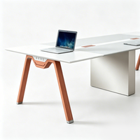 Table de conférence - Système Morandi Orange Colorblock - Bois écologique - Design moderne - Multifonctionnelle - Simple et durable