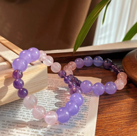Haute Qualité Rose Quartz Améthyste Cristal Bracelets Lavande Violet Améthyste Jade Perles Cristal Bracelet pour Cadeaux