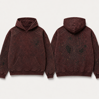 Fabricante ODM, Sudadera con Capucha para Hombre, 450 g/m², Lavada con Ácido, Color Óxido, Logotipo Personalizado al por Mayor