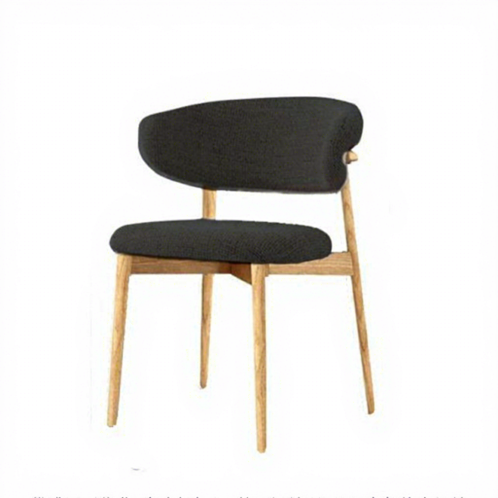 Chaise de salle à manger en tissu gris foncé avec support de couleur bûche