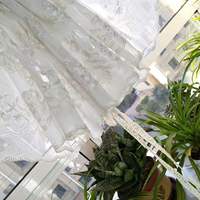 Voilage Moderne Brodé Floral Écologique en Tulle à Nouer, Rideau Intégré Toutes Saisons, Traitements de Fenêtre Festonnés pour Cuisine et Balcon