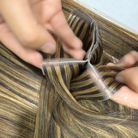 Papillon Trame Blonde Européenne Russe Réel Double Dessiné Invisible 100% Vierge Naturelle Xo Extensions de Cheveux Humains Avec Trous en PU