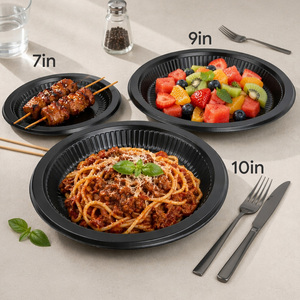 Platos Redondos Desechables Negros de PP al por Mayor, Libres de BPA, Apilables, para Restaurantes, Catering y Fiestas - Product Image 4