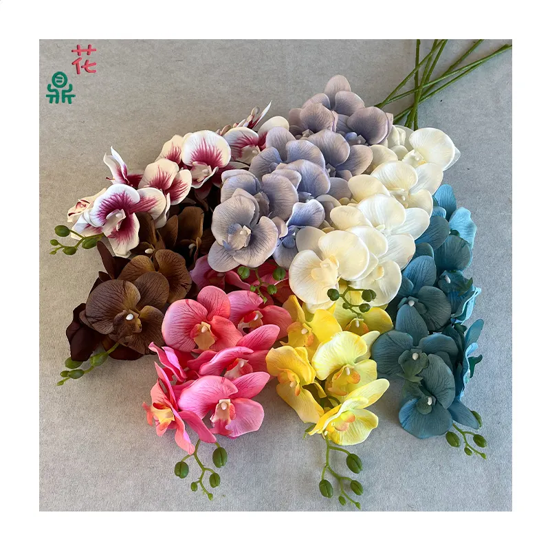 9 First Silk Printing Phalaenopsis Commercial Landscape Decoration Silk Flowers Cross-Border Wholesale Artificial Flowers
