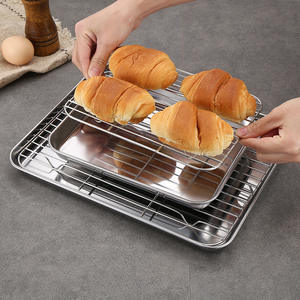 Sécurité alimentaire 18/10 304 acier inoxydable cuisine <span class=keywords><strong>multifonction</strong></span> grill plateaux support <span class=keywords><strong>pain</strong></span> cuisson Barbecue assiettes plateau ensemble avec <span class=keywords><strong>grille</strong></span> support - Product Image 4